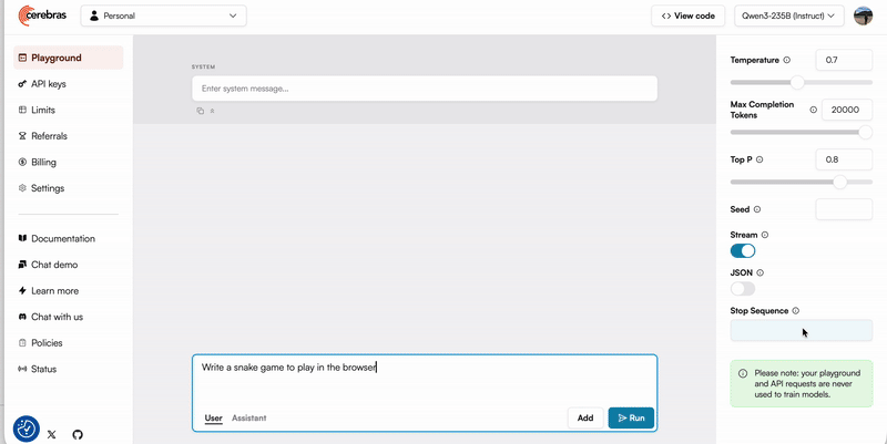 Cerebras at warp speed
